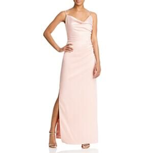Laundry Satin Column Cowl Neck Long Slip Evening Gown Pink Size 12 Formal Dress